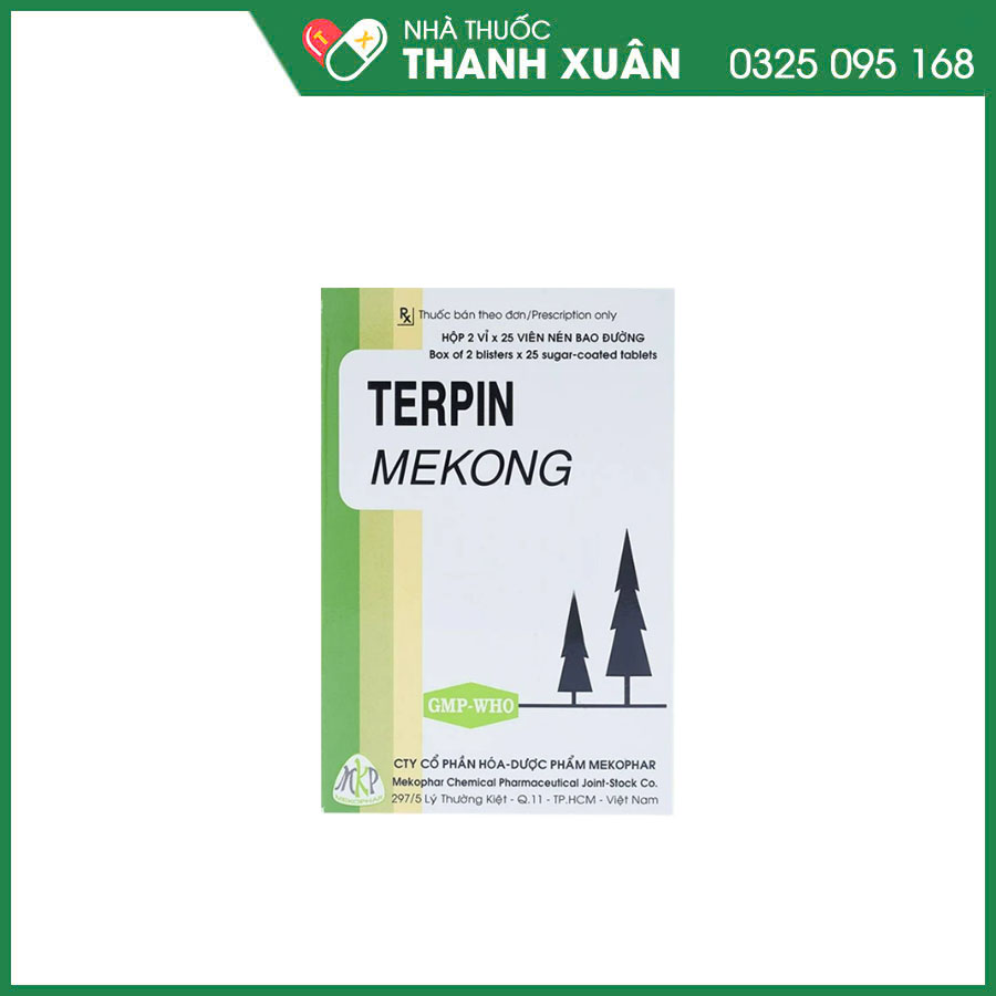 Terpin Mekong Mekophar giảm ho, long đờm và điều trị các rối loạn tiết dịch phế quản trong các bệnh phế quản - phổi